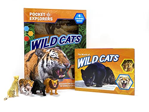 Phidal Wild Cats Pocket Explorers - Activity Books for kids, 22-page fun facts book, 4 figurines