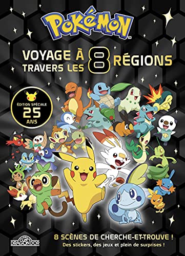 Pokémon - Mon livre collector - Voyage à travers les 8 régions: 8 scènes de cherche-et-trouve ! Des stickers, des jeux et plein de surprises. Edition spéciale 25 ans
