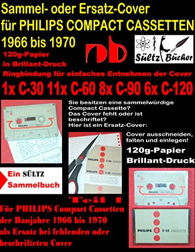 Sammel- oder Ersatz-Cover für PHILIPS COMPACT CASSETTEN 1966 bis 1970: 120g Papier in Brillant-Druck