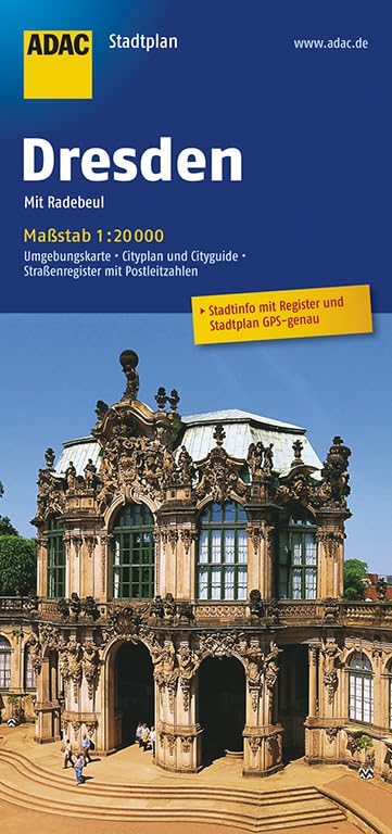 Dresden ADAC Stadtplan 1:20 000: Mit City- und Durchfahrtsplan, mit Rad- und Wanderwegen, mit Postleitzahlen : mit grosser Umgebungskarte (German Edition)
