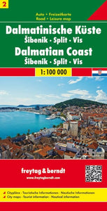 Sheet 2, Dalmatian Coast -  Ibenik - Split - Vis Road Map 1:100 000 
