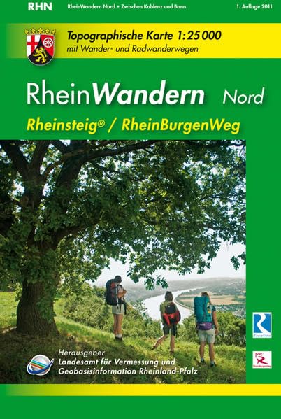 RheinWandern Nord 1 : 25 000: Topographische Karte mit Wander- und Radwanderwegen mit dem Rheinsteig von Koblenz bis Bonn und dem RheinBurgenWeg von Koblenz bis Rolandseck