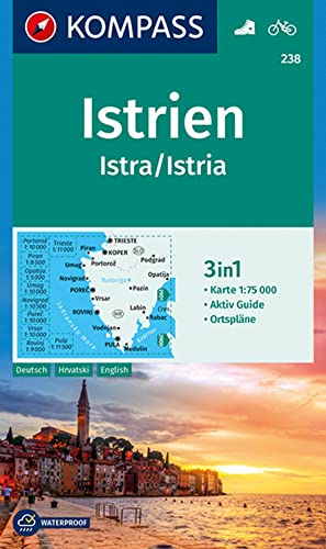 Istria + AG: 3in1 Wanderkarte 1:75000 mit Aktiv Guide und Ortsplänen. Fahrradfahren.