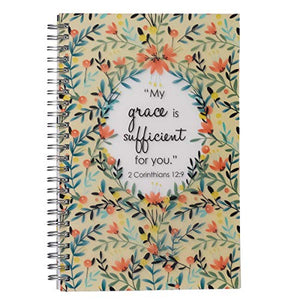 My Grace Is Sufficient Wirebound Notebook for Women - 2 Corinthians 12:9 Bible Verse 