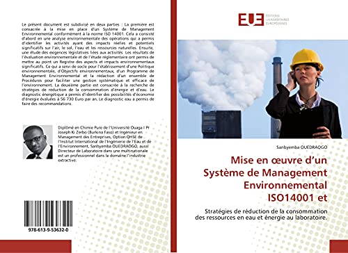 Mise en œuvre d’un Système de Management Environnemental ISO14001 et: Stratégies de réduction de la consommation des ressources en eau et énergie au laboratoire.