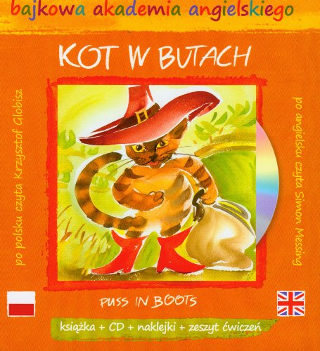 Kot w butach z plyta CD i slownikiem naklejkowym