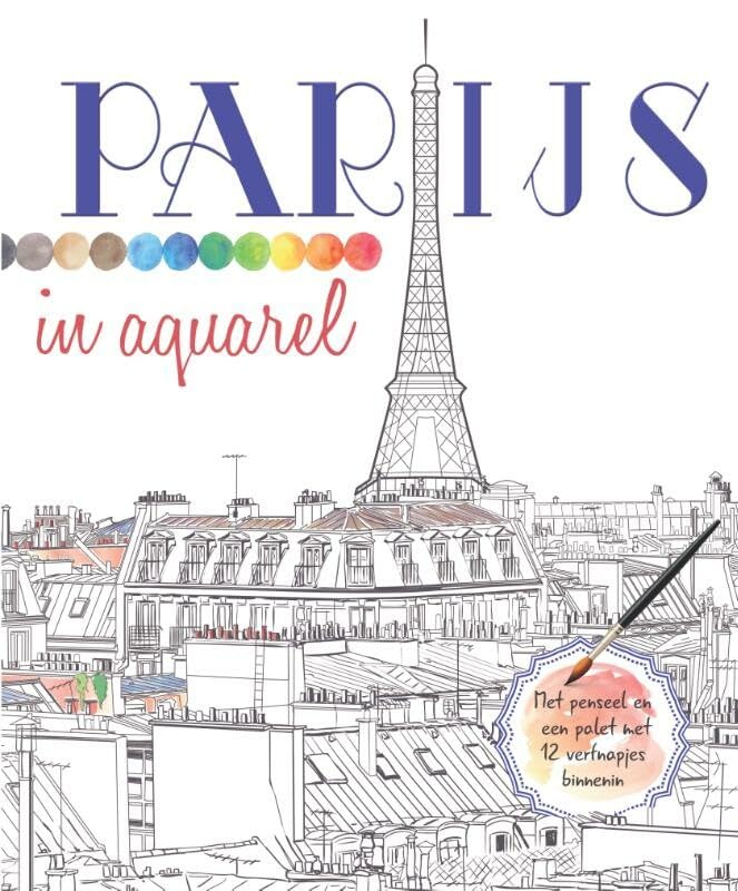 Parijs in aquarel: met penseel en een palet met 12 verfnapjes binnenin
