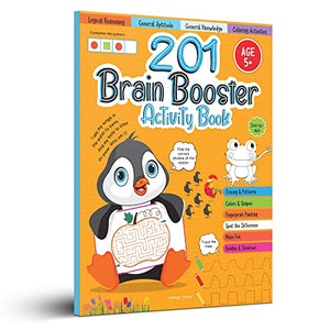 201 Brain Booster Activity Book - Fun Activities and Exercises for Children Tracing & Pattern, Colors & Shapes, Maze 