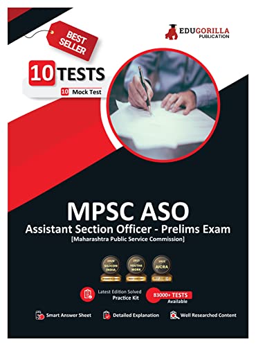 EduGorilla MPSC Assistant Section Officer (ASO) Prelims Book 2023 (English Edition) - 10 Full Length Mock Tests (1000 Solved Questions) with Free Access to Online Tests