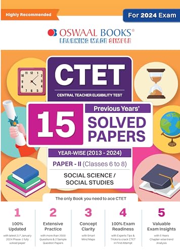 Oswaal CTET (Central Teachers Eligibility Test) 16 Previous Years Solved Papers (2013 – 2024 (1)) Paper - II (Classes 6 to 8) (Social Science & Social Studies)