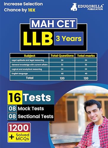 MAH CET LLB 3 Years Exam Prep Book 2025 - 8 Full Length Mock Tests and 8 Sectional Tests (1500 Solved Objective Questions) with Free Access to Online Tests