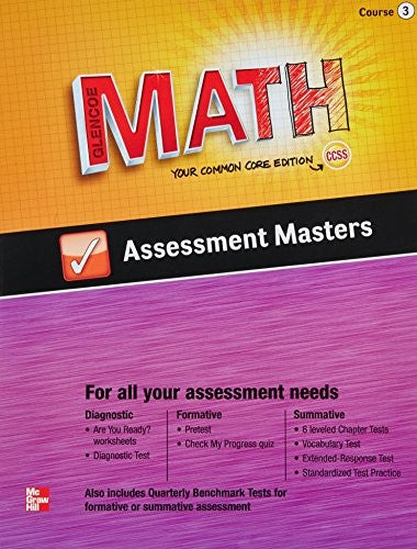 Glencoe Math, Course 3, Assessment Masters cover