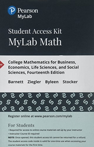 Mylab Math with Pearson Etext -- 24-Month Standalone Access Card -- Fo cover