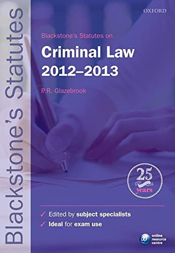 Blackstone's Statutes on Criminal Law 2012-2013 cover