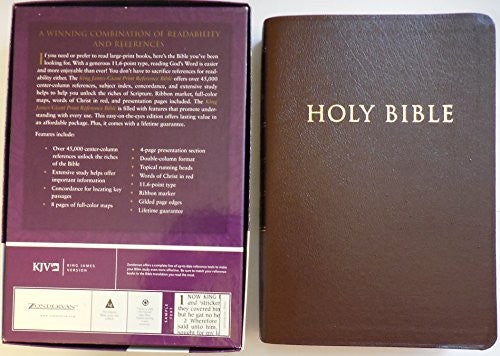 KJV, Reference Bible, Giant Print, Bonded Leather, Burgundy, Red Letter Edition