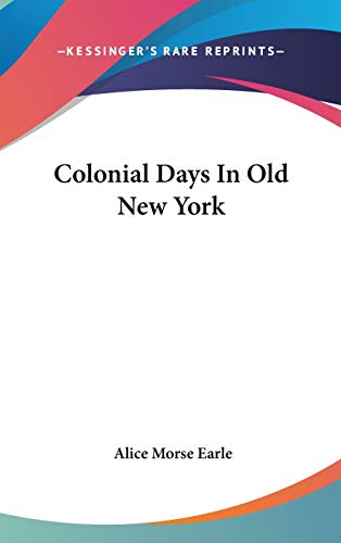 Colonial Days In Old New York cover