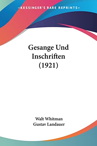 Gesange Und Inschriften (1921) cover