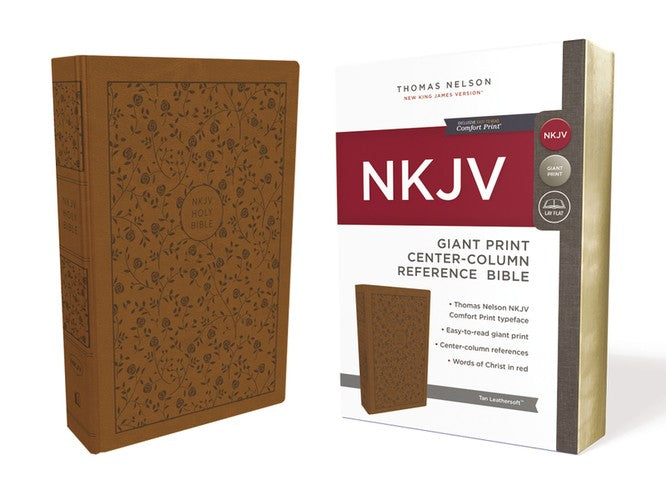 NKJV, Reference Bible, Center-Column Giant Print, Leathersoft, Tan, Red Letter, Comfort Print