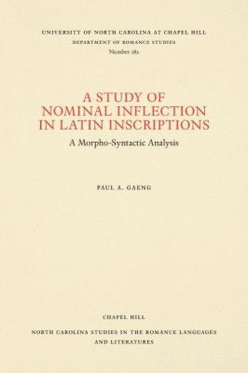 A Study of Nominal Inflection in Latin Inscriptions cover