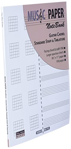 MUSIC PAPER NoteBook - Guitar Chord, Standard Staff & Tablature