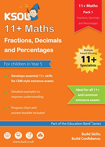 11+ Maths Pack 1 - Fractions, Decimals & Percentages - 11plus practice questions