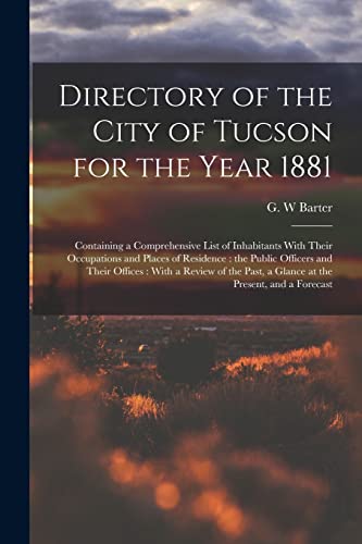 Directory of the City of Tucson for the Year 1881 cover