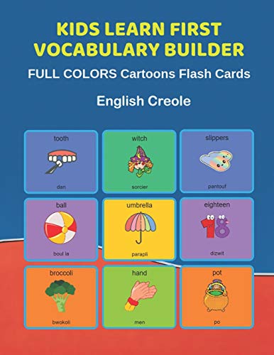 Kids Learn First Vocabulary Builder FULL COLORS Cartoons Flash Cards English Creole