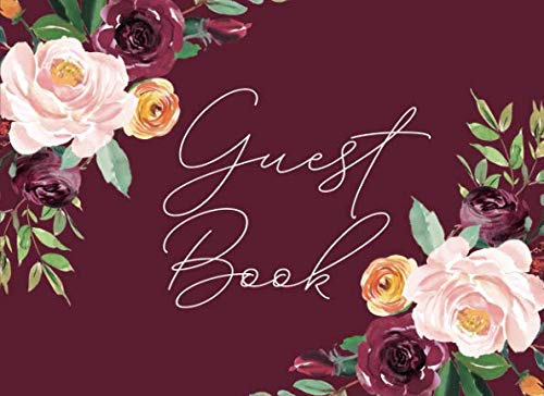 Guest Book: Wedding Guest Book Burgundy Marsala Watercolor Bouquet cover