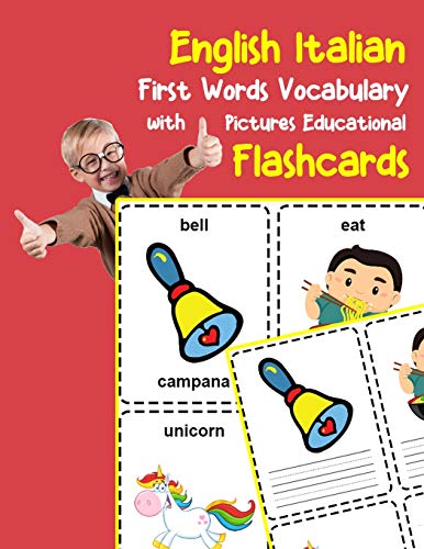 English Italian First Words Vocabulary with Pictures Educational Flashcards