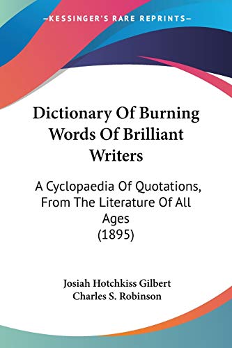 Dictionary Of Burning Words Of Brilliant Writers cover