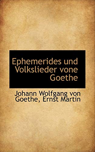 Ephemerides und Volkslieder vone Goethe cover