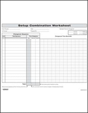 Quick Changeover: Setup Combination Worksheet