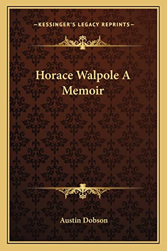 Horace Walpole A Memoir cover