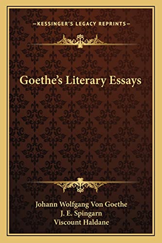 Goethe's Literary Essays cover