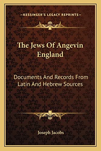 The Jews Of Angevin England cover