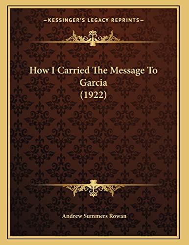 How I Carried The Message To Garcia (1922) cover