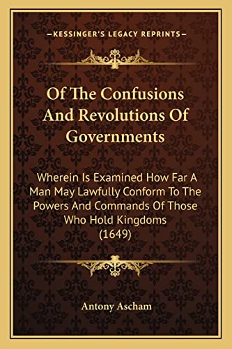 Of The Confusions And Revolutions Of Governments cover