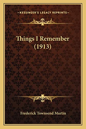 Things I Remember (1913) cover