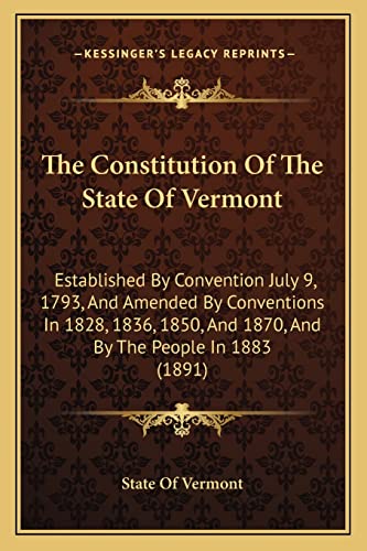 The Constitution Of The State Of Vermont cover
