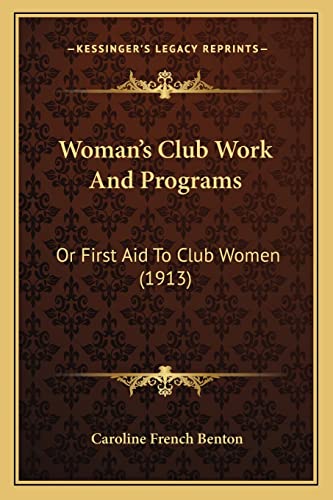 Woman's Club Work And Programs cover