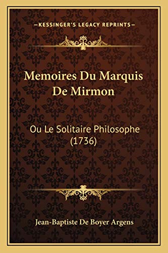 Memoires Du Marquis De Mirmon cover
