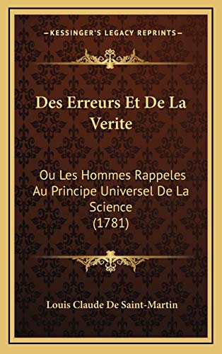 Des Erreurs Et De La Verite cover