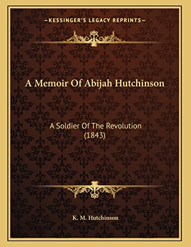 A Memoir Of Abijah Hutchinson cover