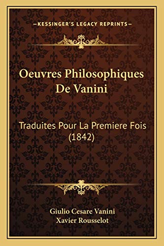 Oeuvres Philosophiques De Vanini cover
