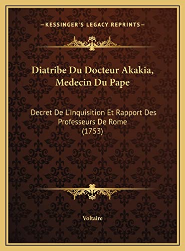 Diatribe Du Docteur Akakia, Medecin Du Pape cover