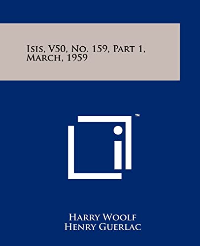 Isis, V50, No. 159, Part 1, March, 1959 cover