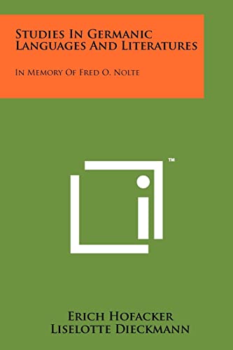 Studies in Germanic Languages and Literatures cover