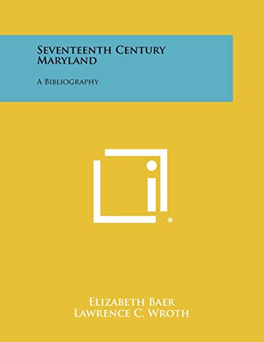 Seventeenth Century Maryland cover
