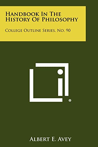 Handbook In The History Of Philosophy cover