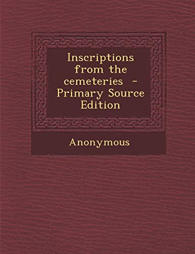 Inscriptions from the Cemeteries cover